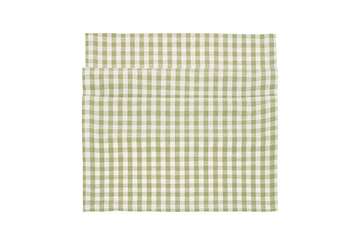 Pale Olive Gingham Table Runner from Source for the Goose, Devon, showcasing a classic checked pattern.