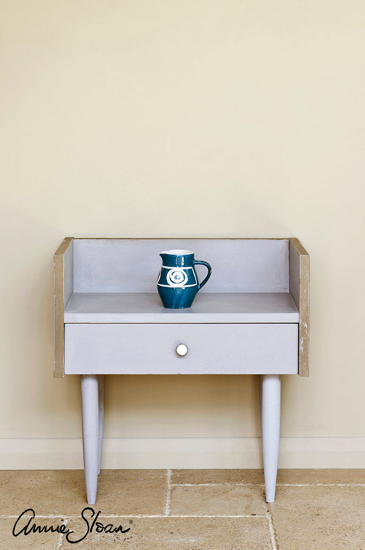 Little bedside table painted in Annie Sloan Paloma Chalk Paint