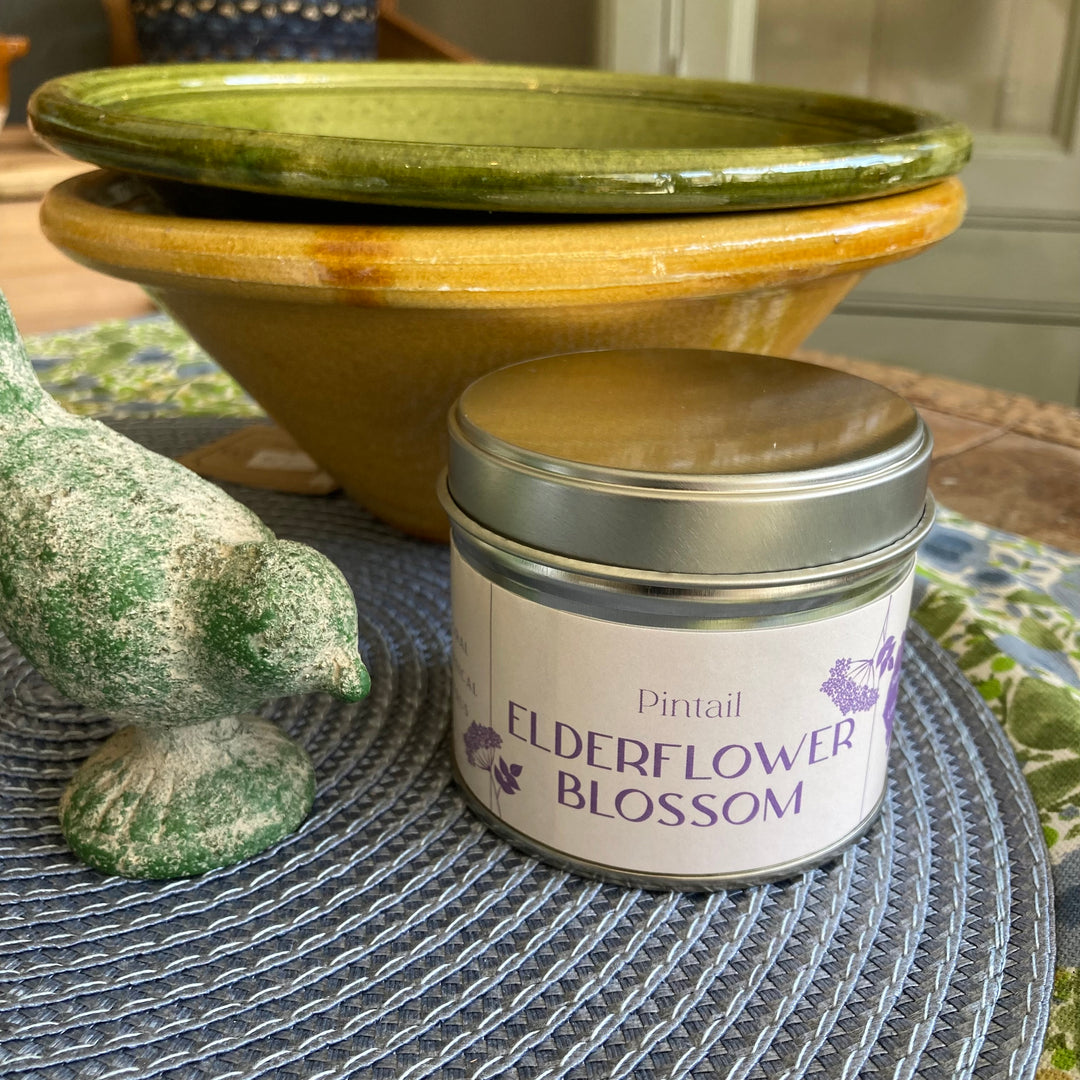 Single Wick Elderflower Blossom Pintail Candle for sale at Source for the Goose 