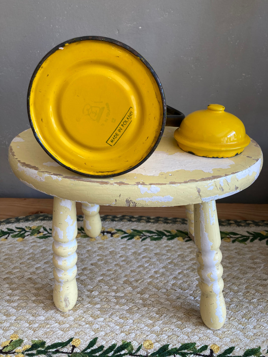 Yellow Vintage Enamel Coffeepot, retro design