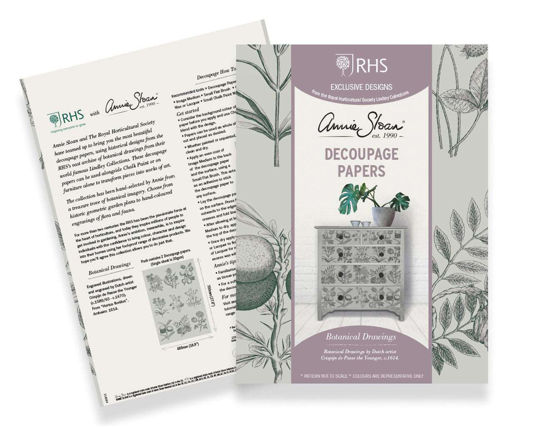 RHS Annie Sloan Botanical Drawing decoupage papers