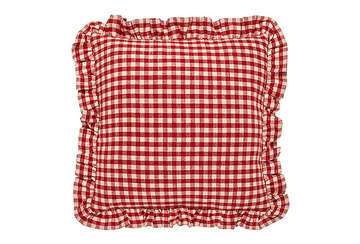 Red Gingham Ruffle Cushion for sale at Source for the Goose 