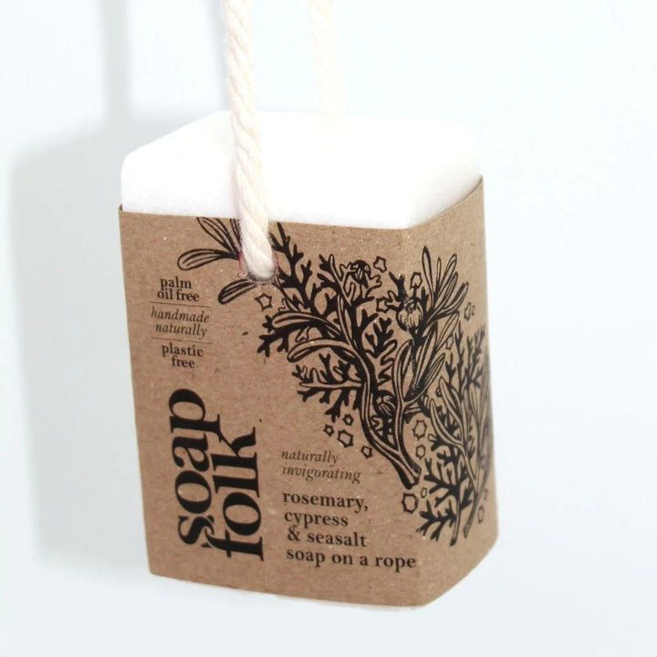 Soap Folk Rosemary, Cypress & Seasalt Soap on a Rope for sale at Source for the Goose 