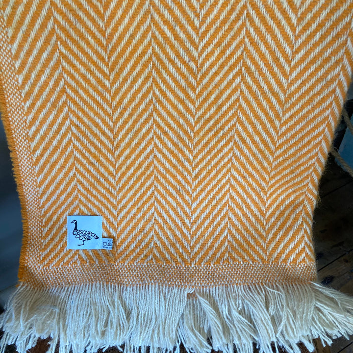 British made throw from recycled wool in Orange