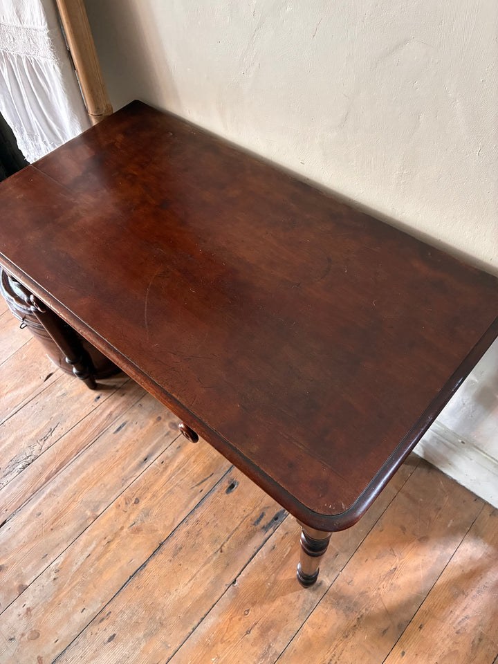 Victorian mahogany console table from Source for the Goose, showcasing rich finish and turned legs in Devon.