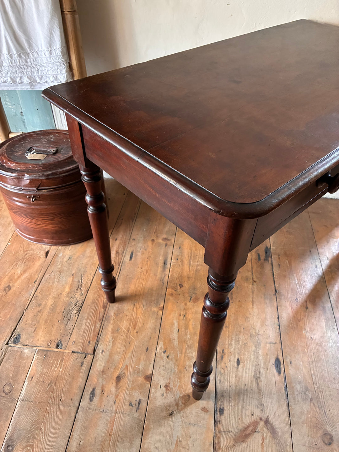 Victorian mahogany console table with turned legs, elegant finish, ideal for hallway storage, from Source for the Goose, Devon.