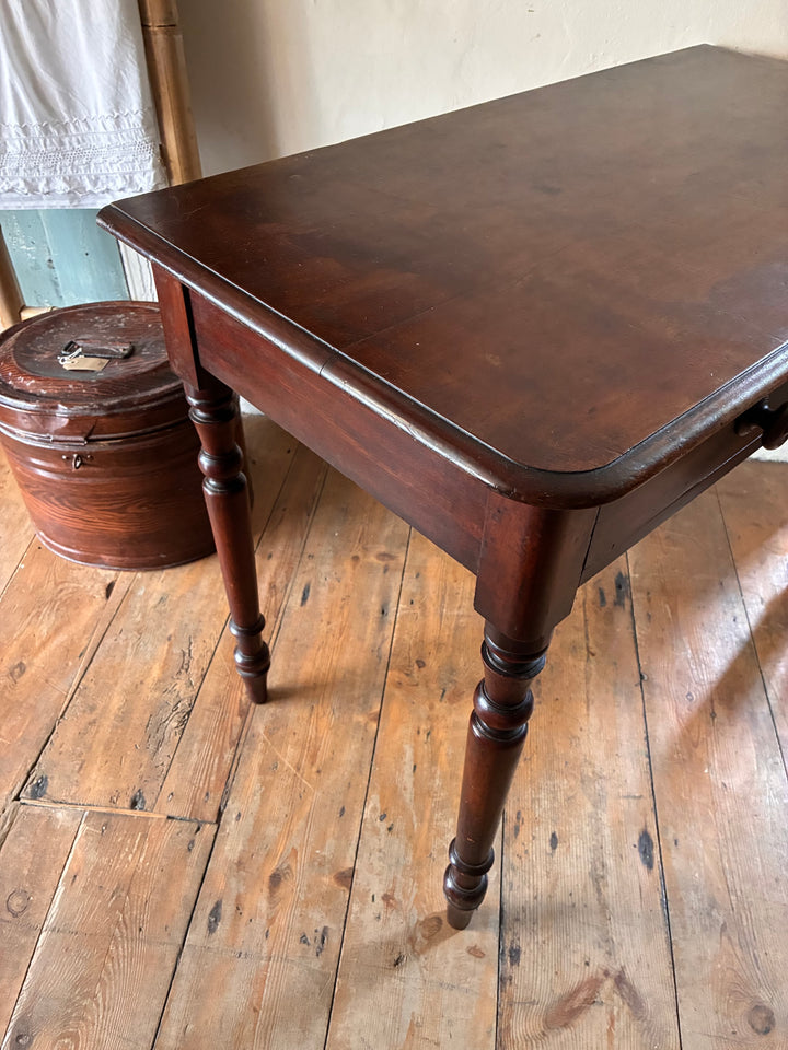 Victorian mahogany console table with turned legs, elegant finish, ideal for hallway storage, from Source for the Goose, Devon.