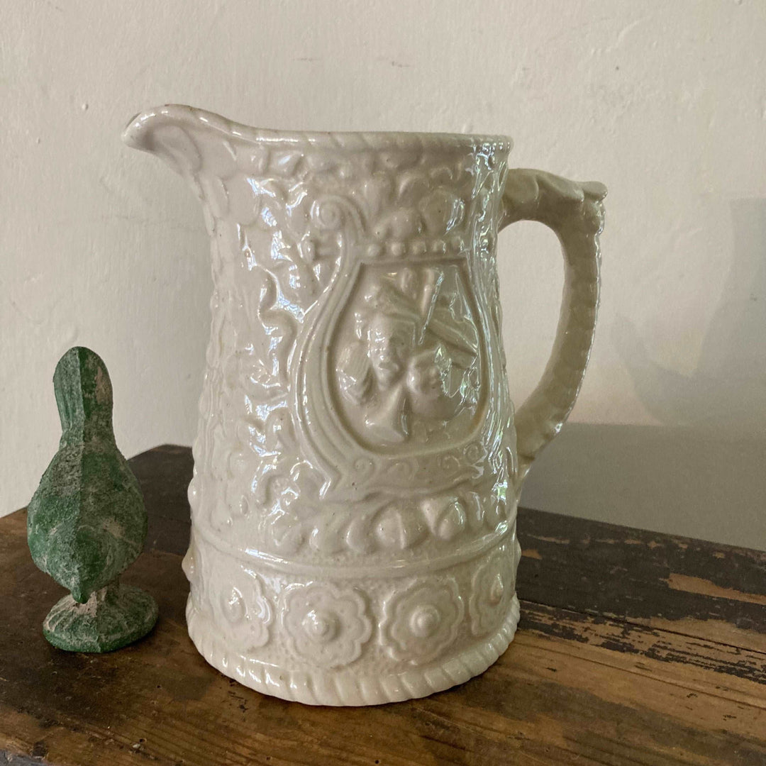 Victorian Vintage Relief Mould  Ceramic Jug for sale at Source for the Goose, Devon
