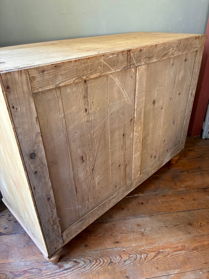 Antique Pine Bow Front Chest of Drawers showcasing rustic home style with period craftsmanship and natural wood finish.