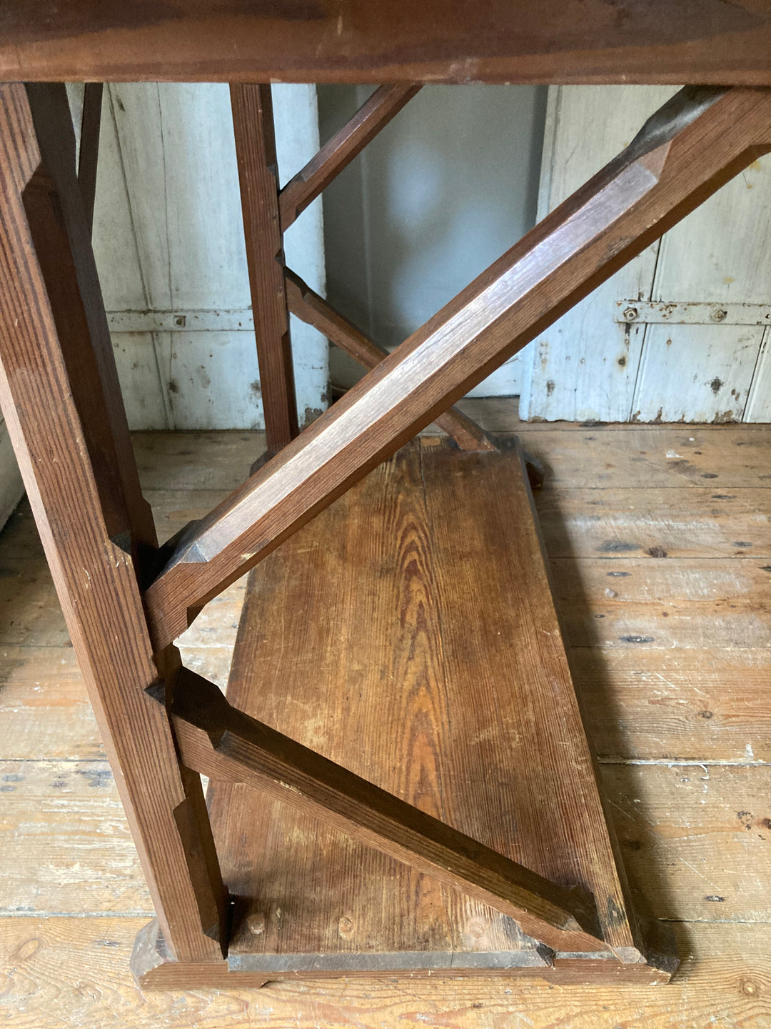 detail of struts for legs on Victorian Church Desk Table