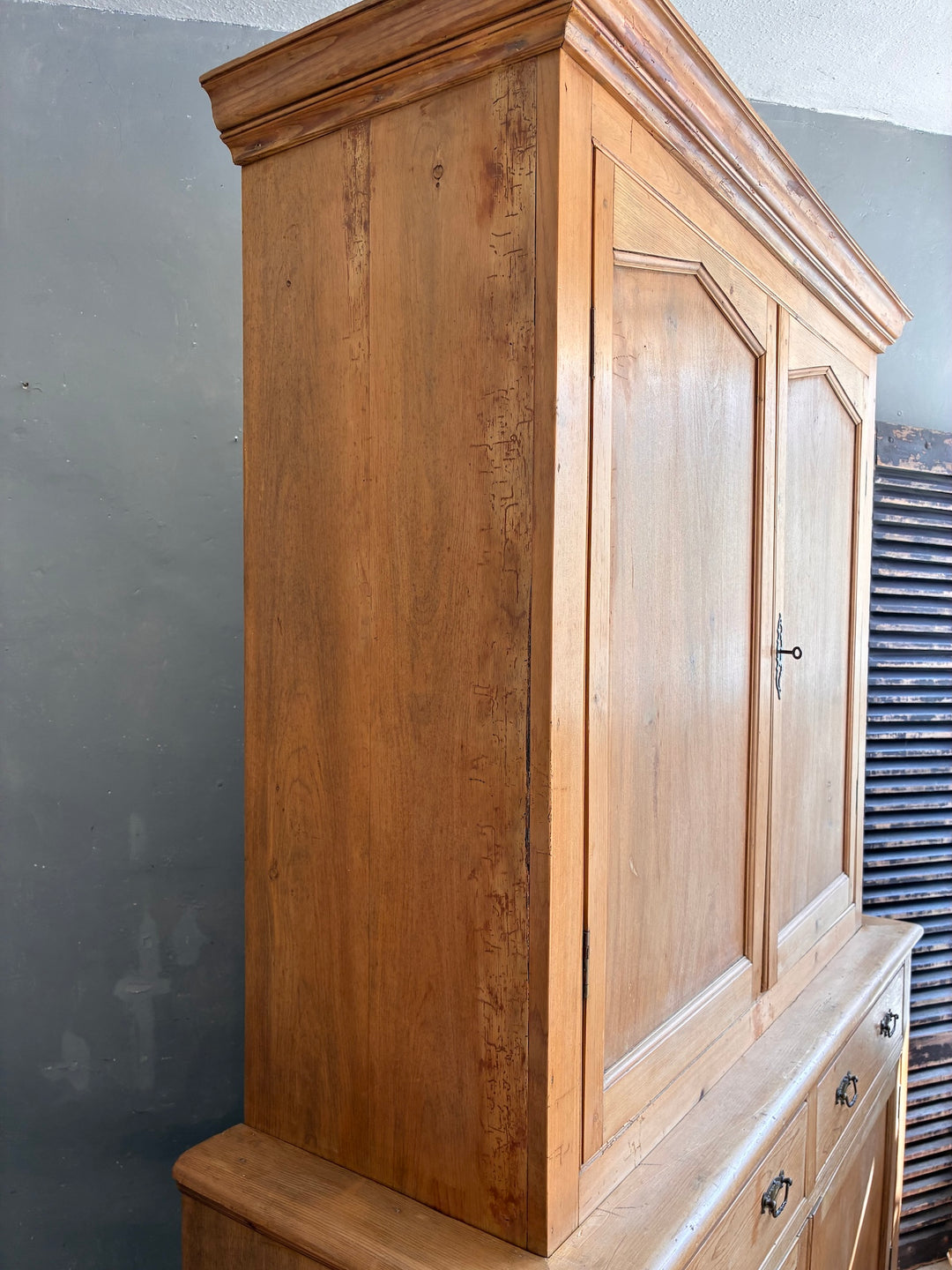 Victorian Pine Housekeepers Cupboard showcasing authentic period detailing and generous storage.