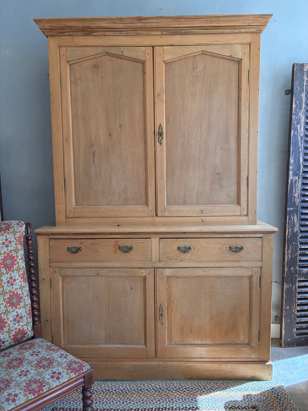 Victorian Pine Housekeepers Cupboard showcasing authentic period detailing and generous storage.