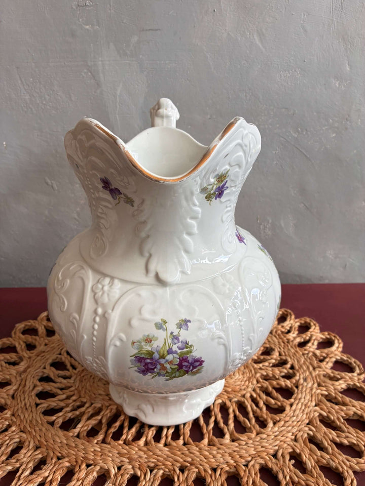 Pretty Floral Victorian Pitcher Jug by Source for the Goose, Devon, showcasing vintage elegance and floral design.