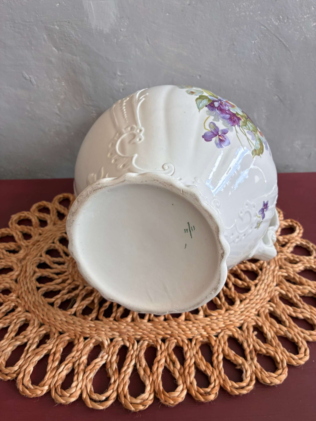 Pretty Floral Victorian Pitcher Jug base on a decorative mat, perfect for vintage home décor from Source for the Goose, Devon.