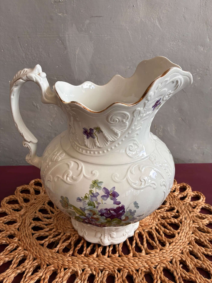 Pretty Floral Victorian Pitcher Jug from Source for the Goose Devon, featuring elegant floral design and vintage charm.