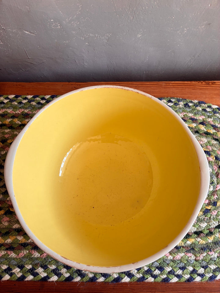 Vintage yellow TG Green Easimix bowl with a glazed interior, perfect for kitchens and home decor.
