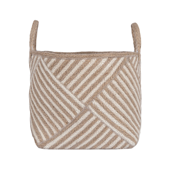Natural Stripe Jute Zebra Basket by Source for the Goose, handcrafted and ideal for stylish storage.