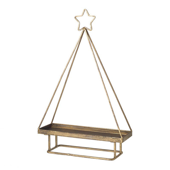 Star Topped Gold Metal Christmas Tree Tray from Source for the Goose Devon, elegant festive decor with star accent.