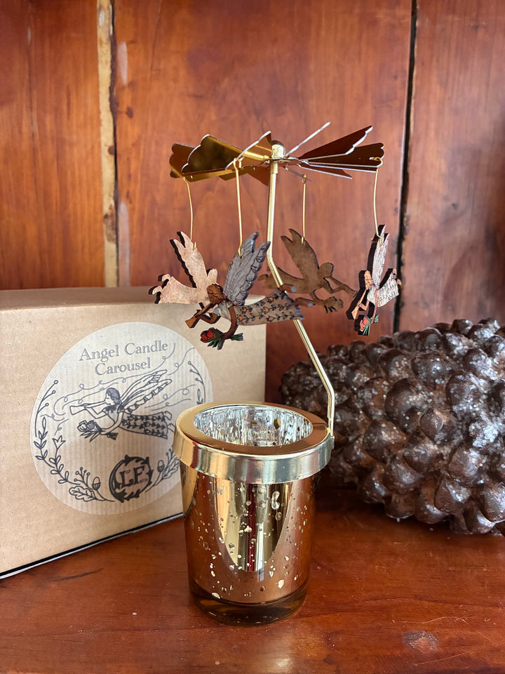 Angel Candle Carousel by Lily Faith – Spinning Christmas Tealight Holder with tealight holder and box.