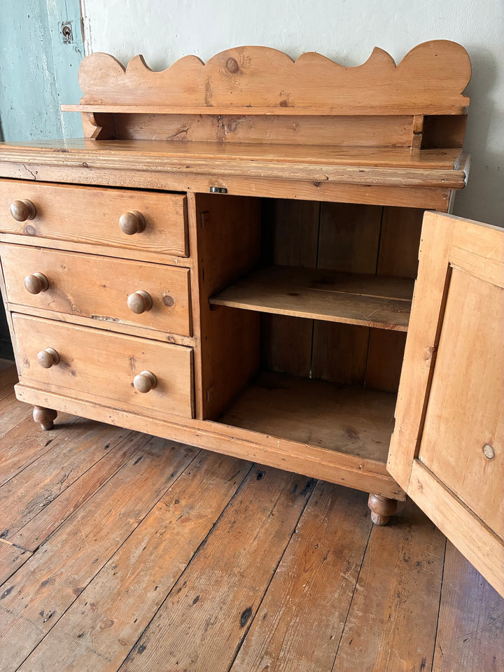 Small Victorian Pine Dresser with Galleried Back showcasing vintage home charm and country home practicality.