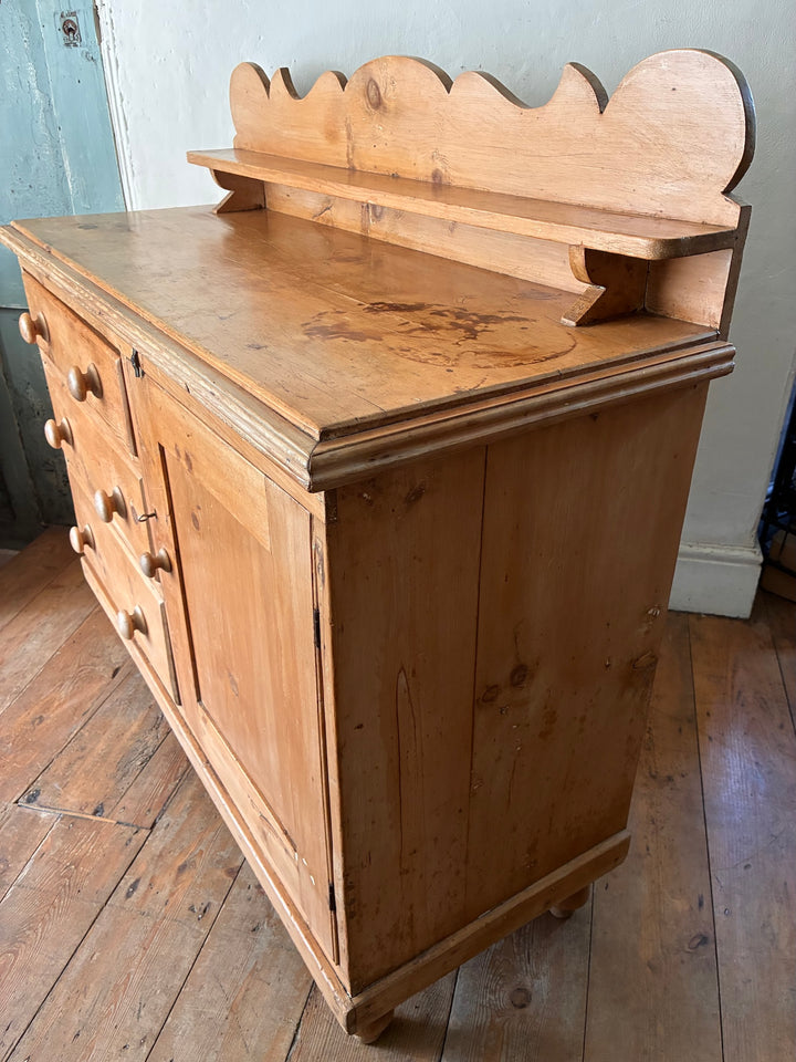 Small Victorian Pine Dresser with Galleried Back showcasing vintage charm and country home appeal.