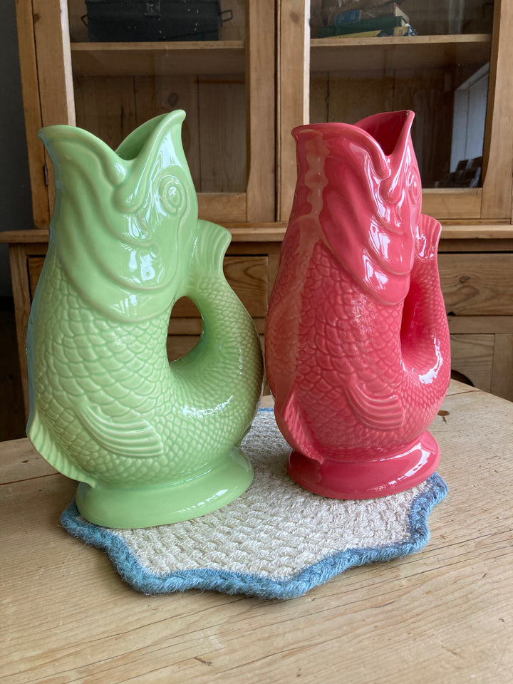Glug jug in Apple and Coral at Source for the Goose, South Molton