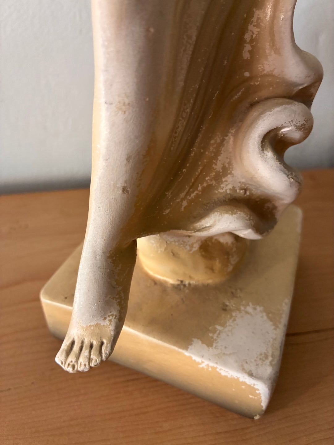 Antique Art Deco Chalkware Lady Figurine showcasing the elegant details and graceful pose of a vintage home decor piece.