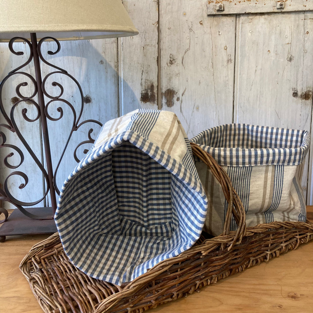 blue stripe cotton storage basket