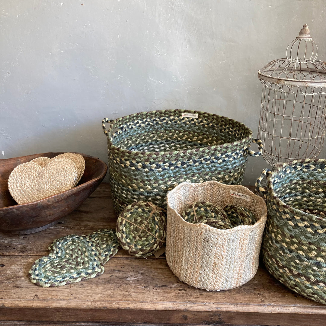 hedgerow design jute baskets and tableware at Source for the Goose, devon