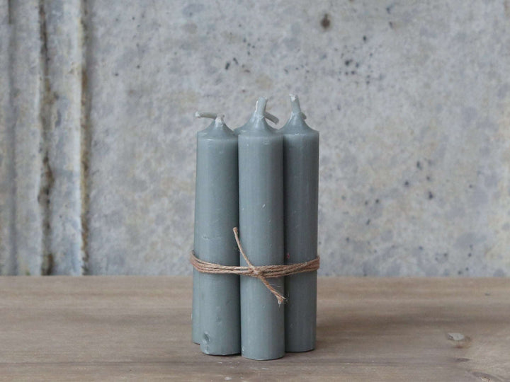 Bundle of 10 grey stubby dinner candles at Source for the Goose, Devon