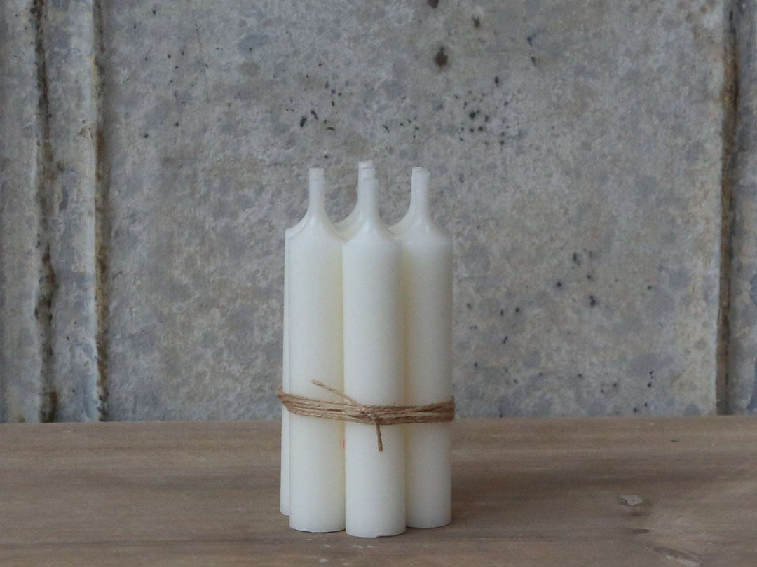 Bundle of 10 Stubby Mother of Pearl Dinner Candles for sale at Source for the Goose Devon UK