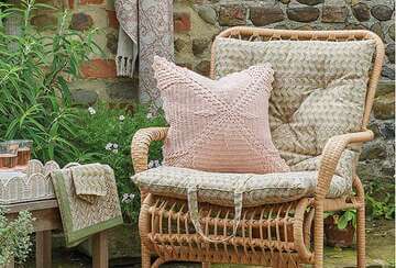 pretty hand block print seat mattres on rattan chair available to buy at Source for the Goose, Devon