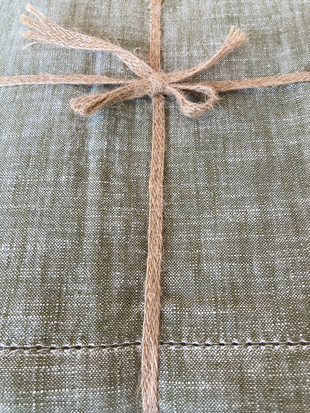 Olive green cotton tablecloth by Waltons of Yorkshire