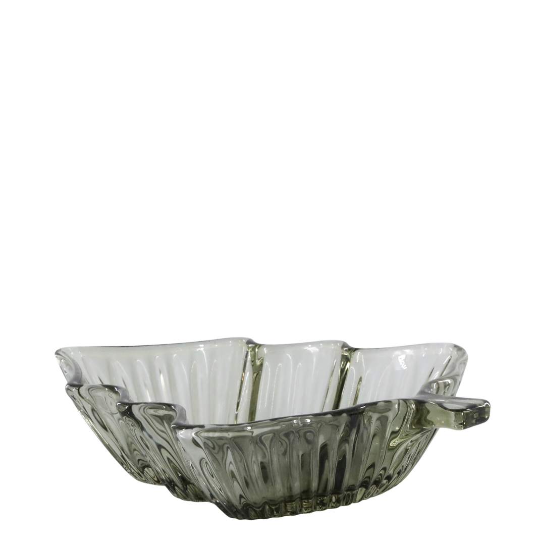 Dainty green glass bowl shaped like a Christmas tree from Source for the Goose, perfect for festive serving.