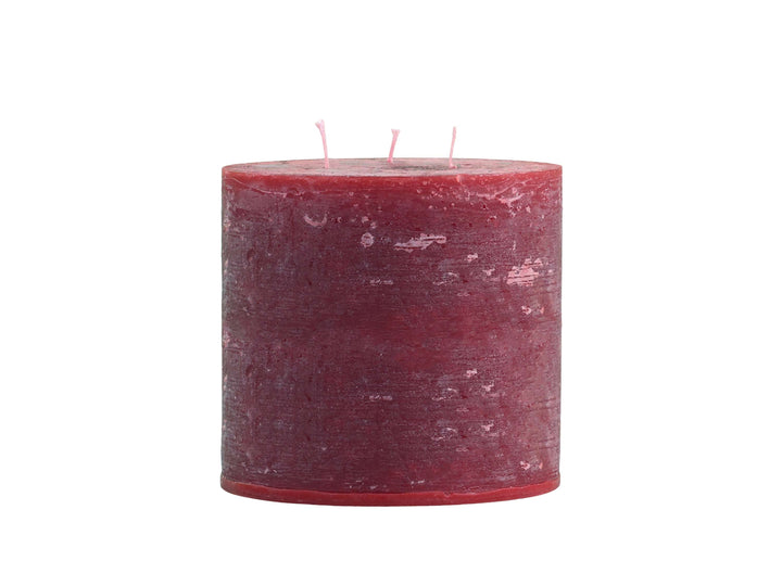 chunky triple wick red pillar candle