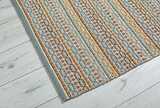 mustard blue and taupe stripe cotton rug