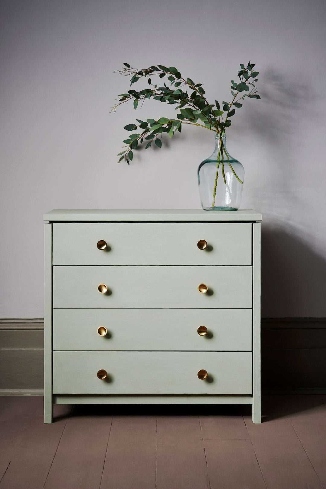 chest of drawers painted in Annie Sloan Coolabah Green Chalk Paint