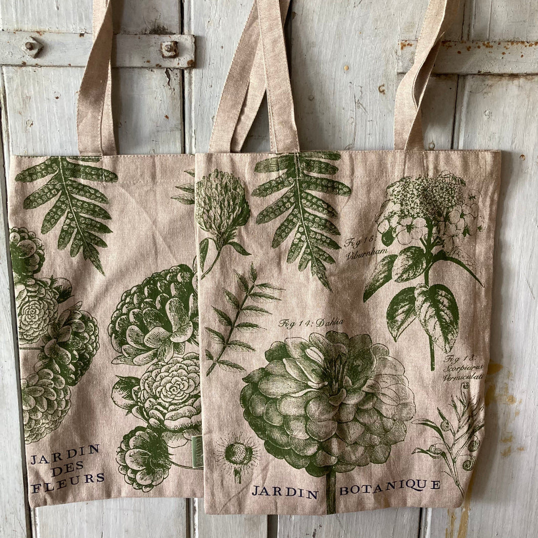 two cotton floral tote bags