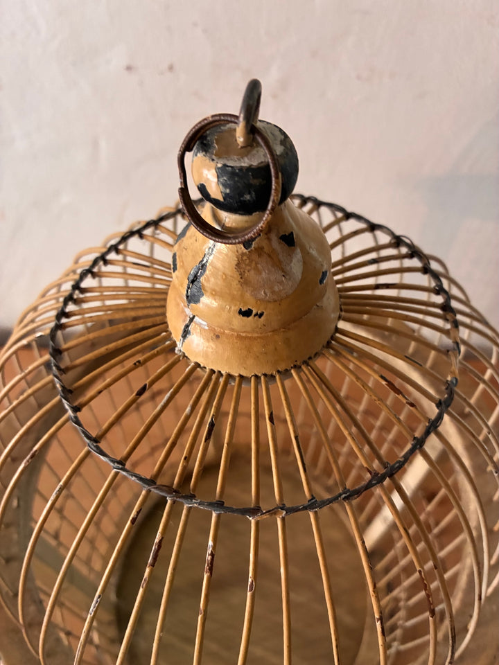 Decorative Antique Wooden Bird Cage vintage home decor with a classic dome top and hand-painted details.