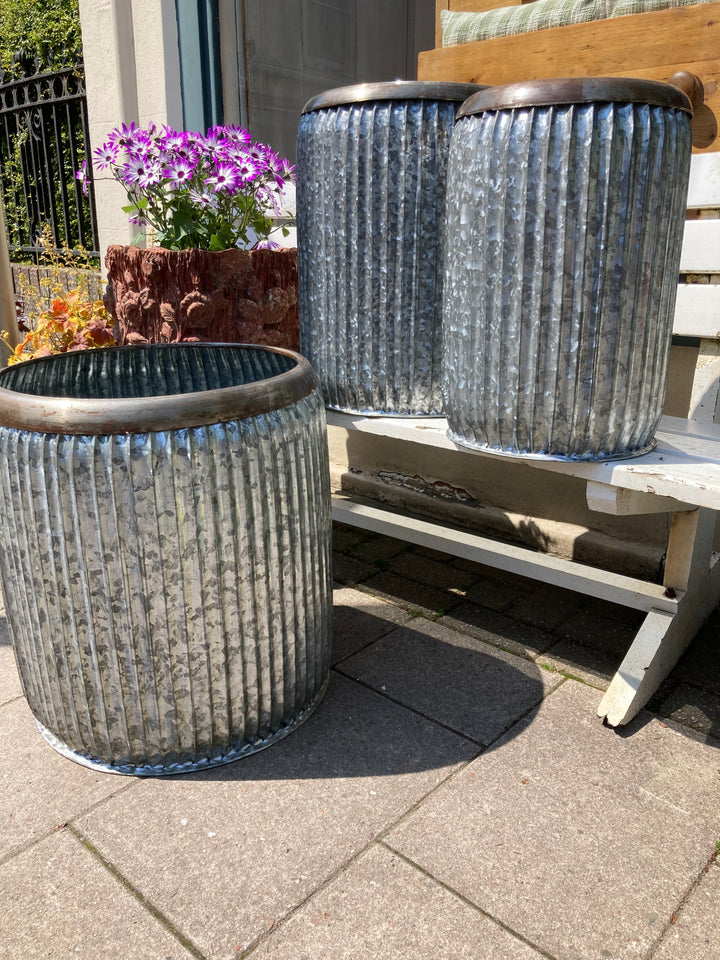 vintage style galvanised dolly planter at Source for the Goose, Devon