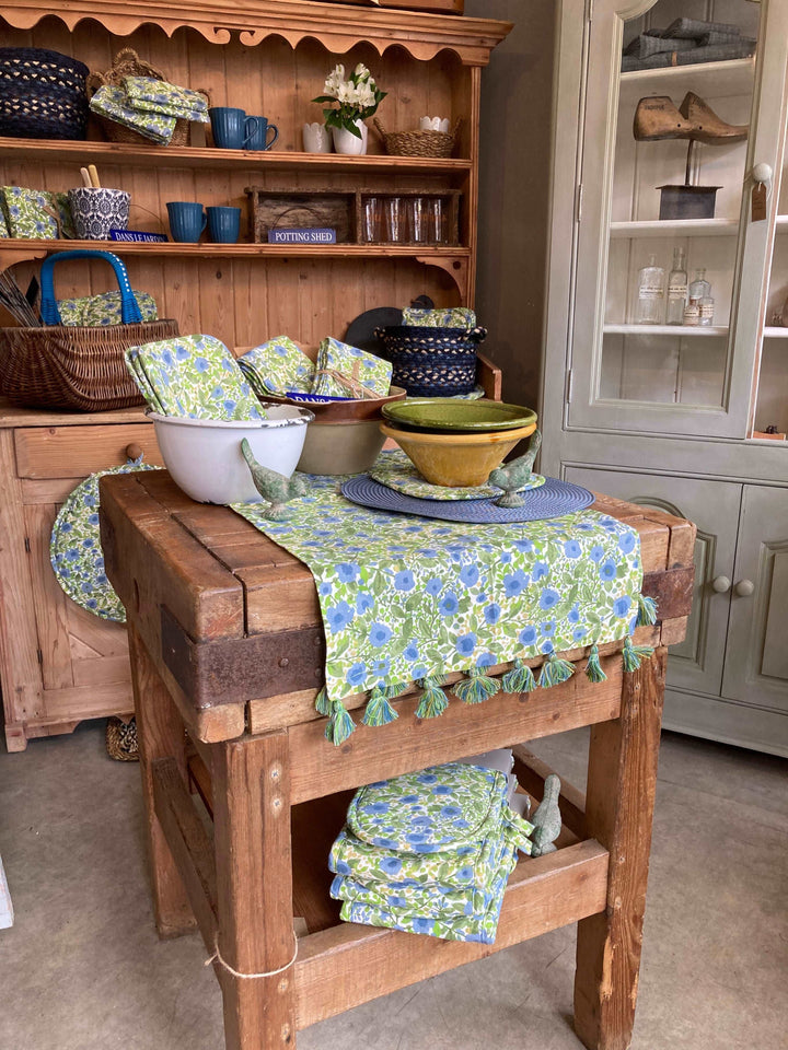 fleur blue and green floral ovenware at Source for the Goose 