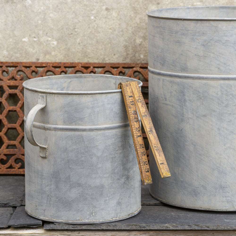 large zinc flowerpot with handles