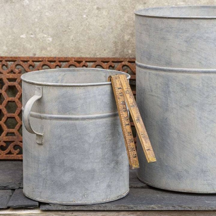 large zinc flowerpot with handles