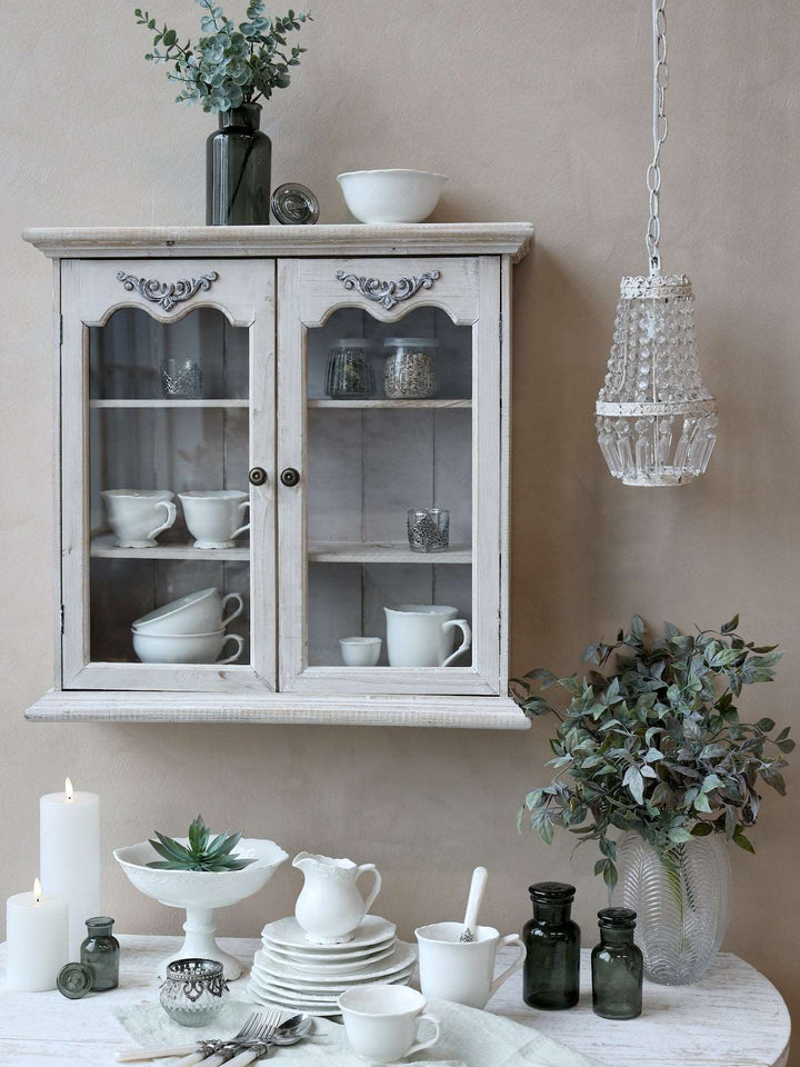 French, cream and faux glass hanging chandelier lamp