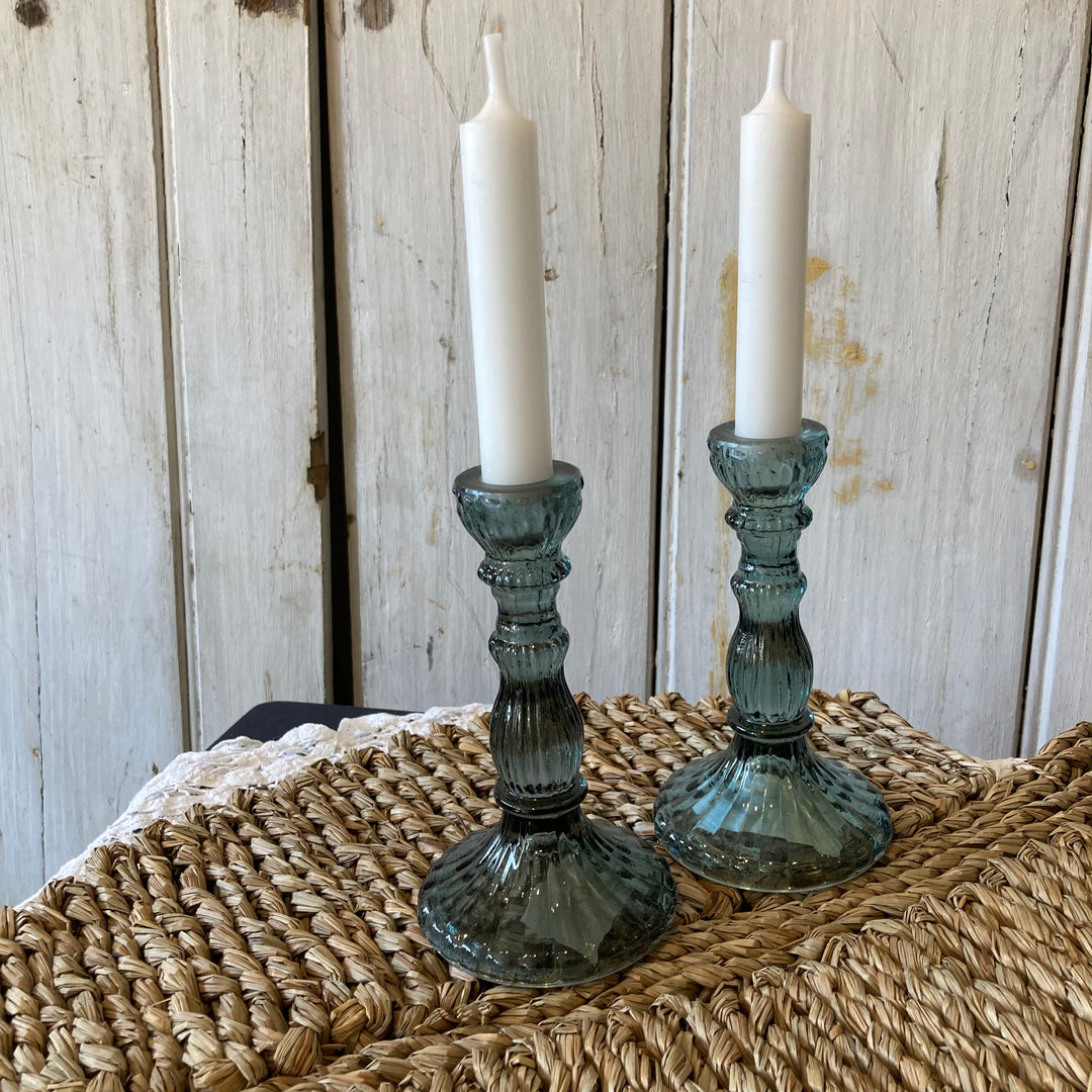 Recycled Blue Green Glass Candlestick at Source for the Goose 