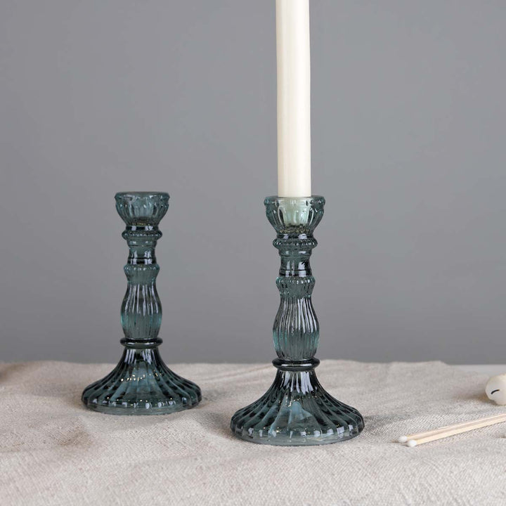 Recycled Blue Green Glass Candlestick
