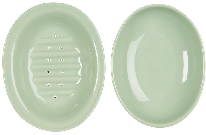 Green Ceramic Soap Dish with insert