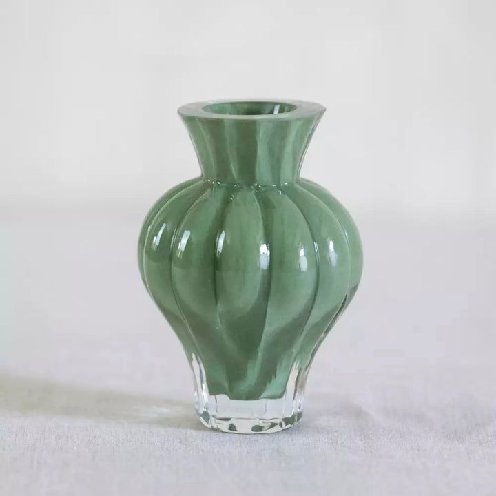 Soft Green Ribbed Glass Bud Vase from Source for the Goose, perfect for floral displays and home decor.