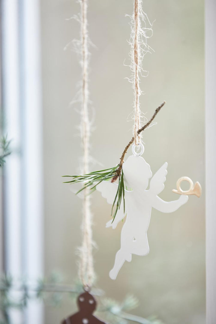 Nostalgic Handmade Christmas Angel with Bugle for sale at Source for the Goose 