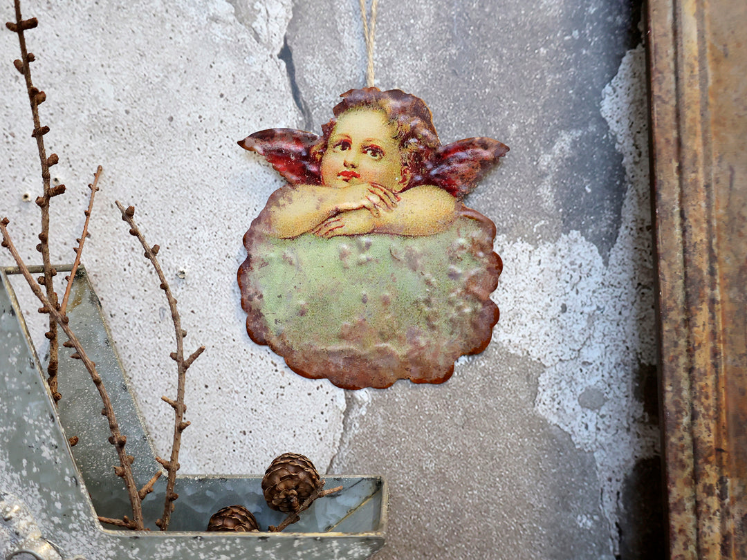 flat hanging Christmas cherub decoration